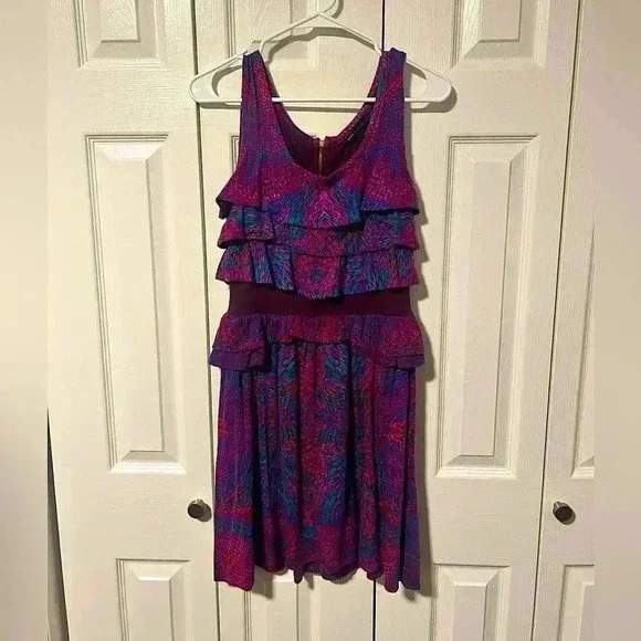 Marc Jacobs | Dresses | Marc By Marc Jacobs Purple Multicolored Tiered  Ruffle Cotton Blend Dress Xs | Poshmark
